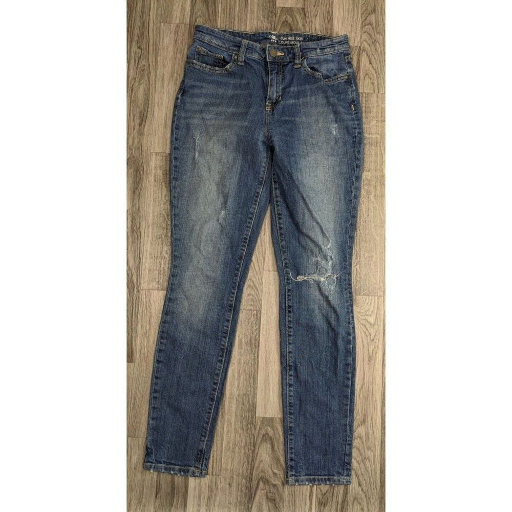 Gap Womens Size 4 / 27 Reg High Rise‎ Skinny Distressed Denim Blue Jeans